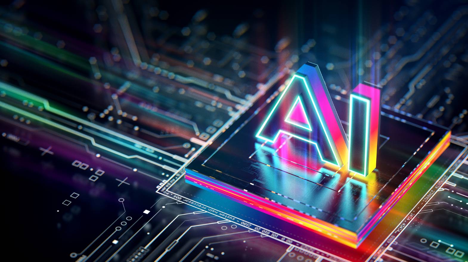 Rainbow AI Circuit board graphic