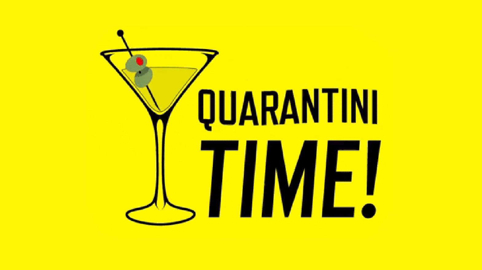 a martini and the text quarantini time